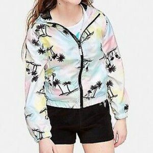 Justice for Girl's Full Zip Palm Tree Graphic Windbreaker size 8